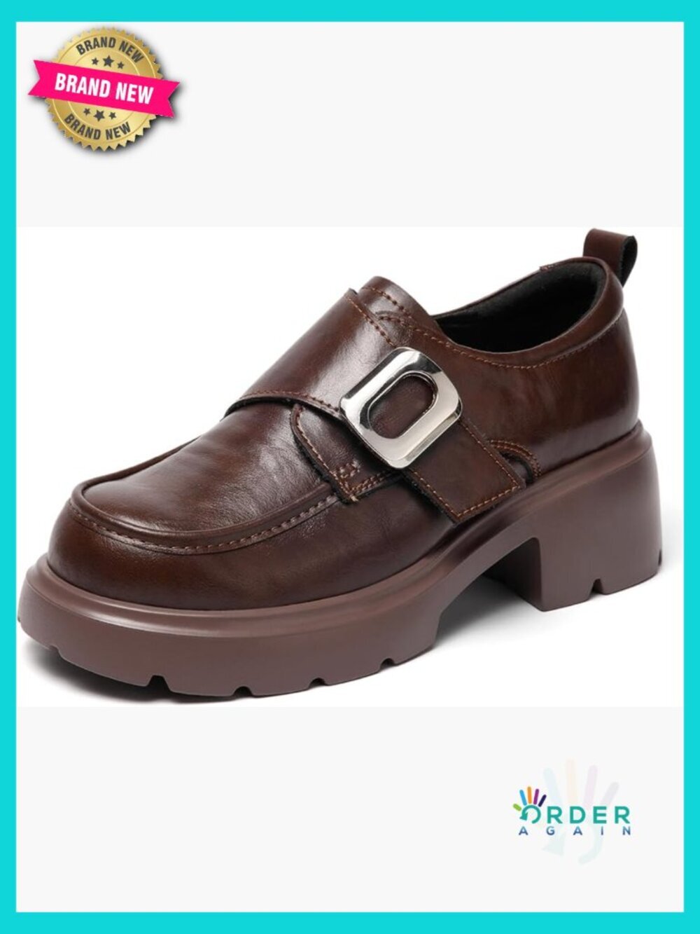 Platform Chunky Loafers Hook and Loop Casual Dressy Shoes Memory Foam Insole
